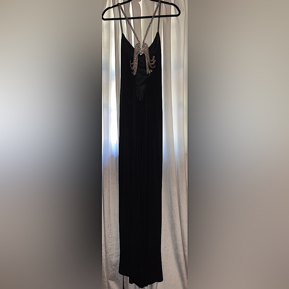 Cache Formal Dress with Rhinestone Straps and Back